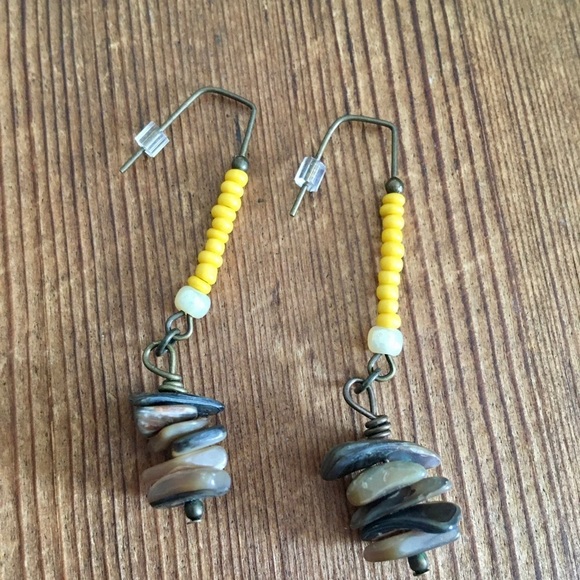 *Ladies Yellow Dangle Earrings, Handmade Ladies Earrings - Picture 1 of 4